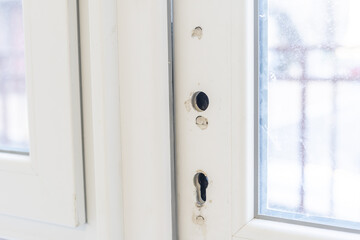 installing and repair the a lock in front the plastic door