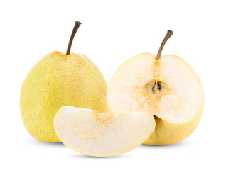 yellow pear fruit on white