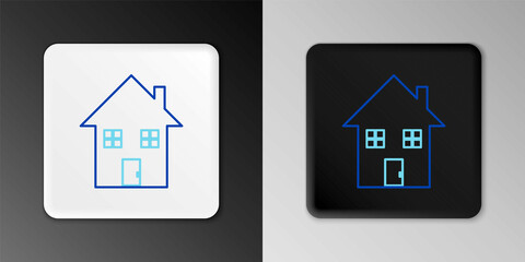 Line House under protection icon isolated on grey background. Home and shield. Protection, safety, security, protect, defense concept. Colorful outline concept. Vector