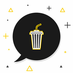 Line Glass with water icon isolated on white background. Soda drink glass with drinking straw. Fresh cold beverage symbol. Colorful outline concept. Vector