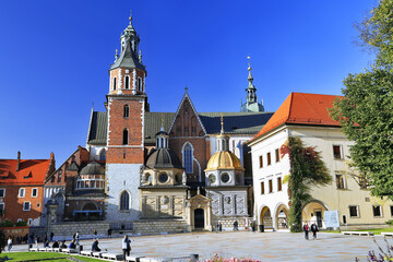 Fototapeta premium Wawel cathedral and chapel tower and external garden, Poland, Krakow