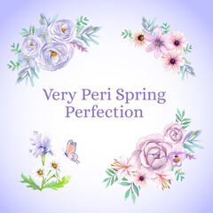 Bouquet template with peri spring flower concept,watercolor style