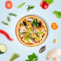 World Pizza Day Concept, Big tasty pizza dish