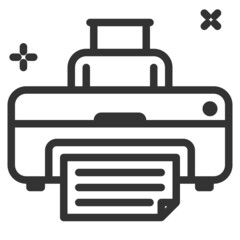 Vector printer outline icon, Network and technology 64x64 Pixel, white background