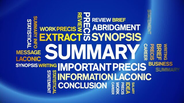 Summary Animated tag word cloud;text design animation kinetic typography seamless loop.