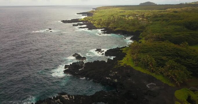 Hawaii Maui blackrock beach aerial shot