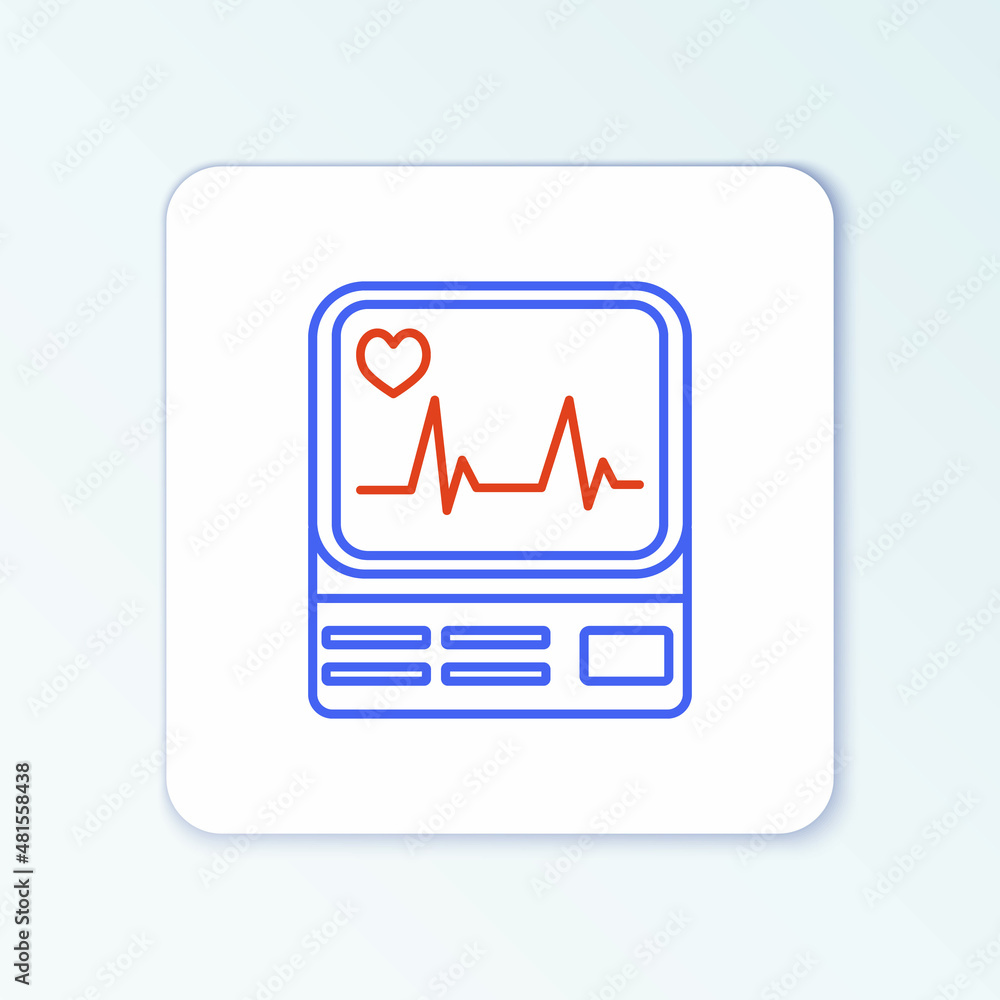 Poster line computer monitor with cardiogram icon isolated on white background. monitoring icon. ecg monito