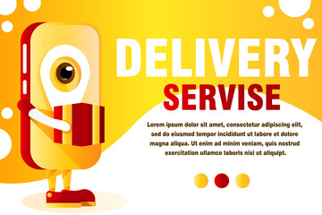 Delivery bundle with people characters, Scooters, Truck, and Smartphone. Online order and couriers delivery at home, global shipping and local distribution, logistics situations. Express delivery