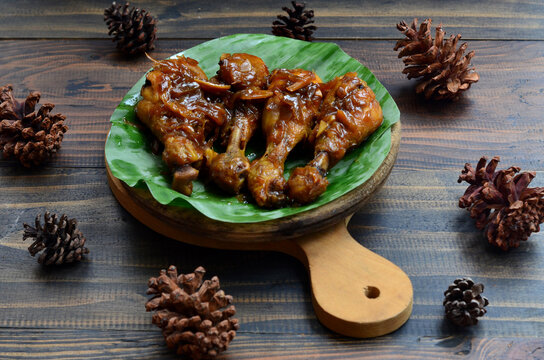 Delicious chicken soy sauce. Malaysian people called Ayam Masak Kicap. selective focus.