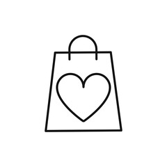 Shopping bag with heart line icon