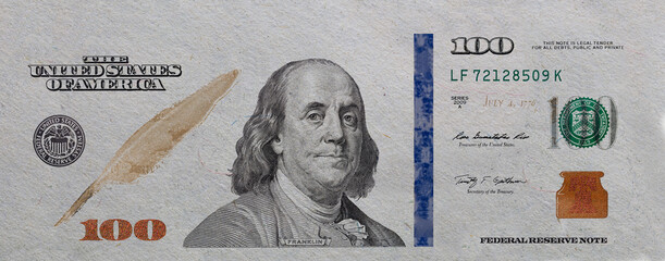 U.S. 100 dollar banknote. Elements for design purpose