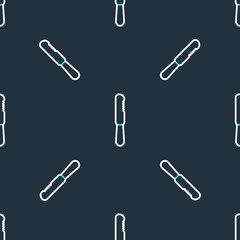 Line Disposable plastic knife icon isolated seamless pattern on black background. Vector