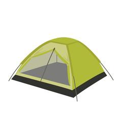 Vector illustration of a green camping tent isolated on a white background.