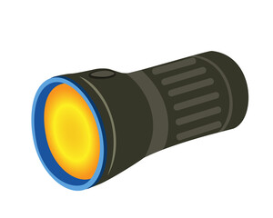 Vector illustration of a handheld electric flashlight isolated on a white background.