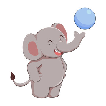 A cute isolated elephant playing badminton in white background clipart vector.