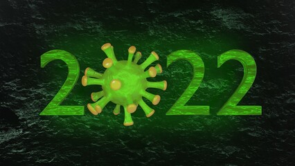 2022 logo with corona, covid-19,virus