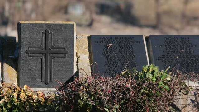 Cemetery Grave Tombstone with Inscription Memorial Stone Burial Place