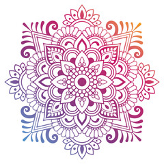 Gradient color hand drawn mandala pattern design