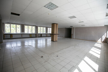 Empty large corridor in an office building.