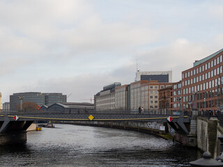 Fototapeta premium Houses and buildings on the embankment of the city of Berlin.