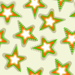 Abstract Geometric Serrated Retro Stars Seamless Vector Pattern Trendy Concept