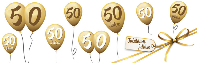 jubilee balloons 50 years - obrazy, fototapety, plakaty