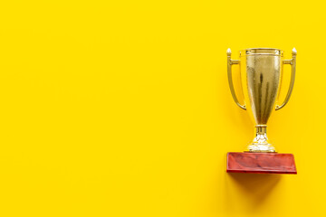 Champion award - golden trophy cup for winner, top view