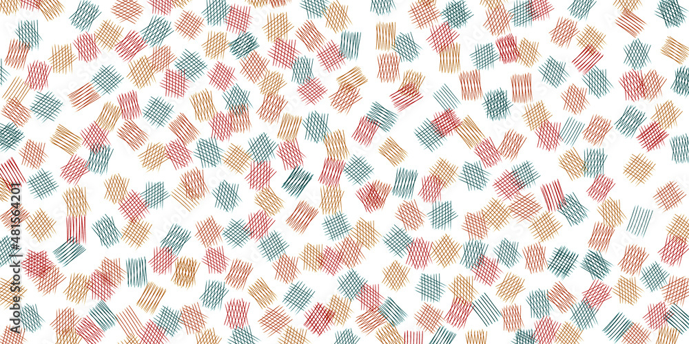 Poster colored lines intersect to form lattices. small lattices are arranged randomly on a white background