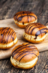 soft delicious donuts with chocolate filling