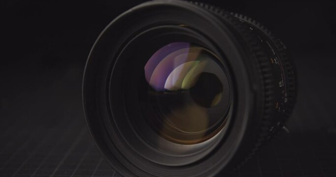 The lens of a camera, close shot, zoom