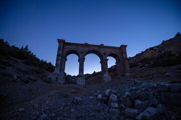 The ancient roman ceremonial gate to the city of Ariassos, in Antalya , Turkey