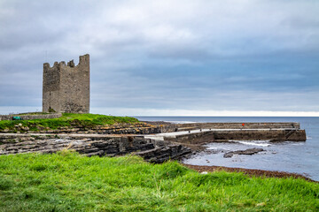 Fototapeta na wymiar Rossle castle at Easky pier in County Sligo - Republic of Ireland.
