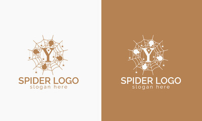Letter Y Spider web Logo design Vector template
