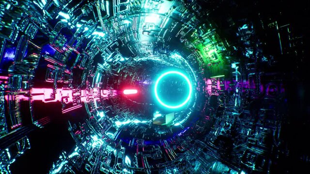 Abstract Colorful Technology Tunnel Background 3d Animation 4K Ultra HD