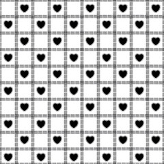 Seamless vector pattern. Texture with a fresh, stylish feel. Geometric tiles with rotated dotted rhombuses and hearts that repeat.