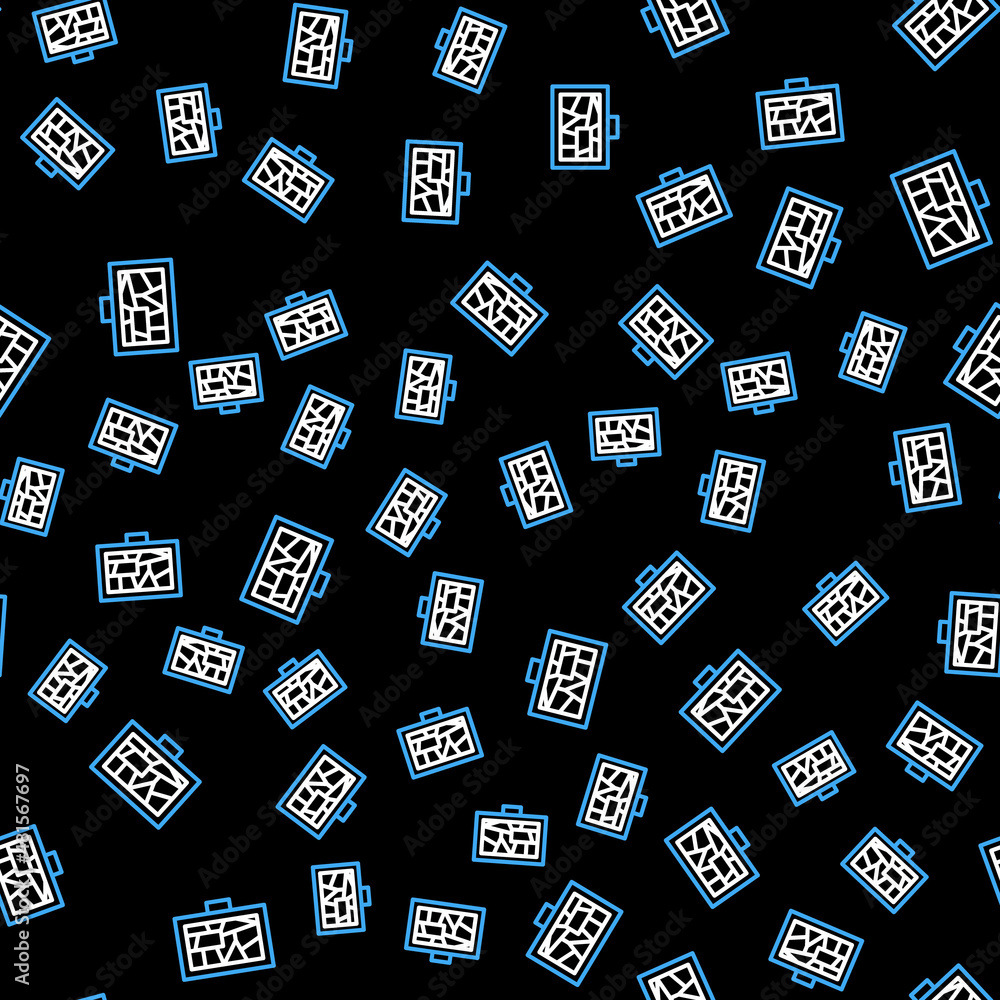 Poster line picture art icon isolated seamless pattern on black background. vector
