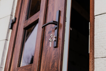 A fragment of a new plastic door