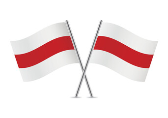 Belarus opposition flags. Belarusian opposition flags. Historical flag of Belarus. The symbol of freedom Belarus. White-red-white colors. Vector illustration.