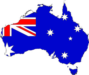 Obraz na płótnie Canvas Simple flat vector administrative flag map of AUSTRALIA