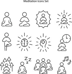 Meditating human. Yoga and meditation symbol. Logo template for meditation and spiritual wellbeing centre. Simple vector outline icon on white background.