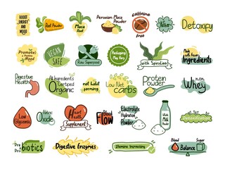 Product quality tag, healthy food element set