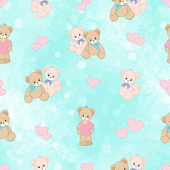 Seamless vector pattern with teddy bear pattern. Suitable for wrapping paper, covers, postcards, textiles.