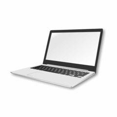 Laptop with blank screen silver color isolated on transparent background - super high detailed photorealistic . vector