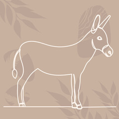 donkey continuous line drawing, on an abstract background, vector, isolated