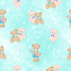 Seamless vector pattern with teddy bear pattern. Suitable for wrapping paper, covers, postcards, textiles.