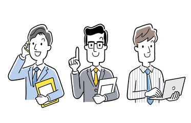 ベクターイラスト素材：スーツを着て働く男性ビジネスマン
