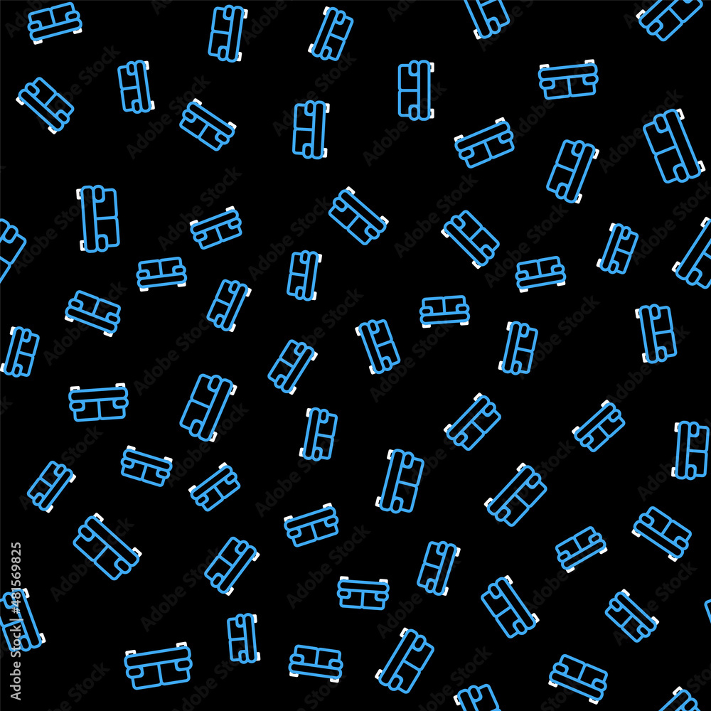 Poster line sofa icon isolated seamless pattern on black background. vector
