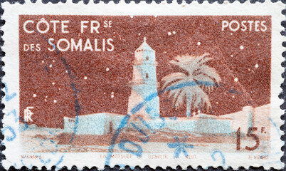 French Somaliland (Somali Coast) - circa 1947: a postage stamp from Somali Coast , showing a...