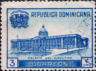 Dominican Republic - Circa 1938 A postage stamp from Dominican Republic showing the seat of...