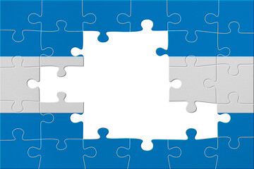 World countries. Puzzle- frame background in colors of national flag. El Salvador